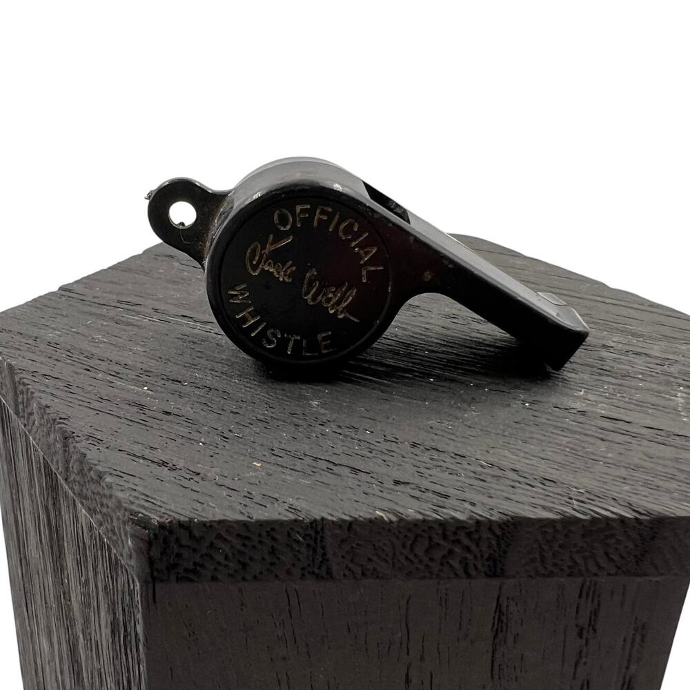 Vintage Dragnet Jack Webb Novelty Whistle Black Plastic Gold Lettering Works